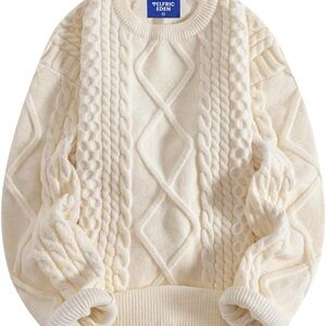 Aelfric Eden Khaki Cable Knit Crewneck Sweater